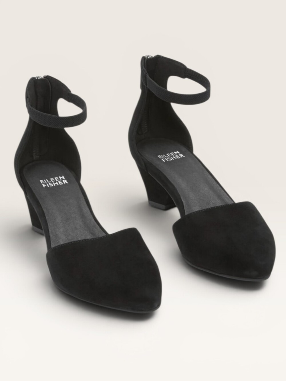 EILEEN FISHER Just Suede Ankle Strap D'orsay Low Heel Pump 7.5